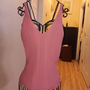 Euc Anthroplogie Peach Ribbed Knit Women's Tank Sz S